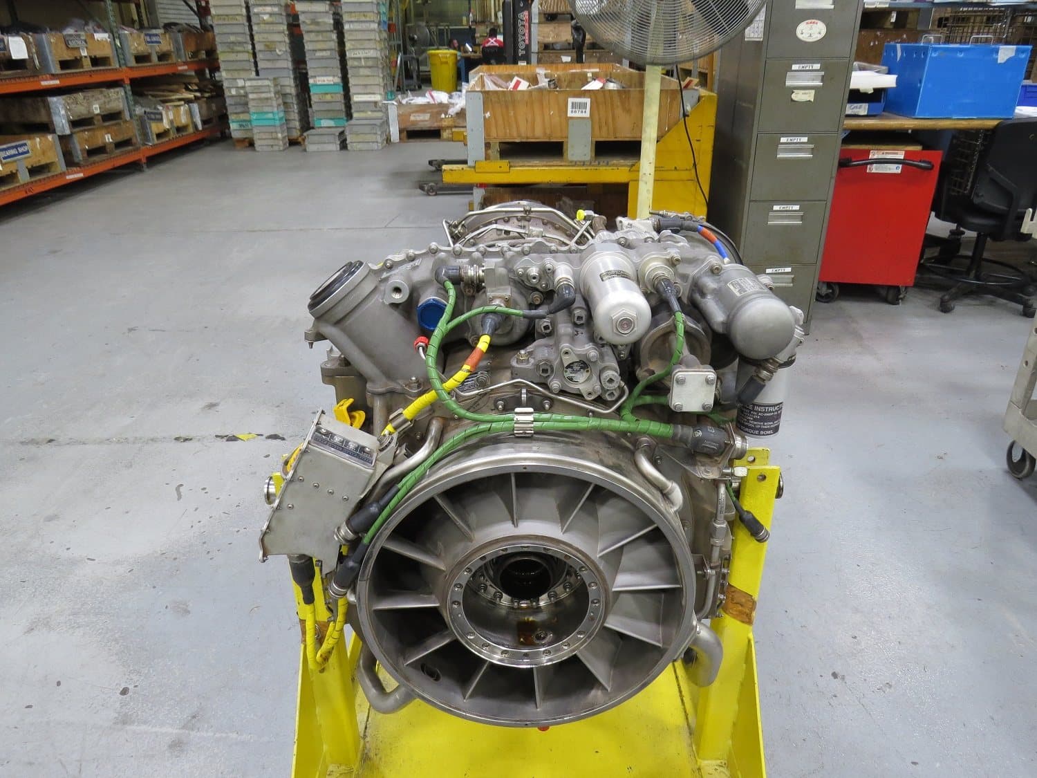 T700 engine inlet showing the front frame and inlet guide vanes