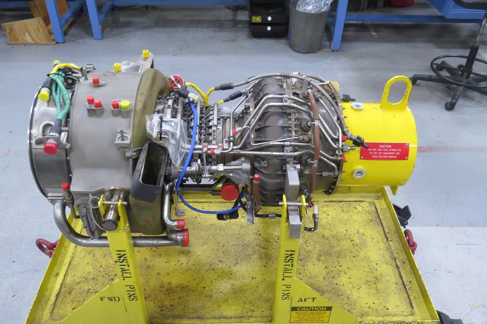 Right side of the T700 cold-section module showing external plumbing